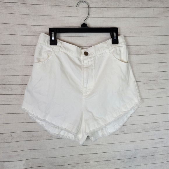 YOUNG FABULOUS & BROKE WHITE RAW HEM SHORTS, SZ MEDIUM - Picture 1 of 12